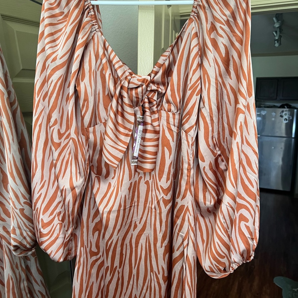Boohoo Orange Zebra Print Mini Dress